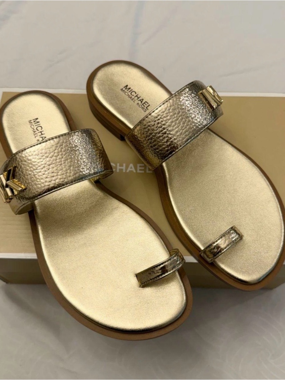 Michael Kors Metallic Gold Jilly Thong Sandal
